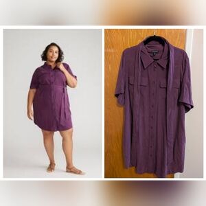 Universal Standard Short Sleeve Cupro Dress Deep Pansy Plus Size 14-16